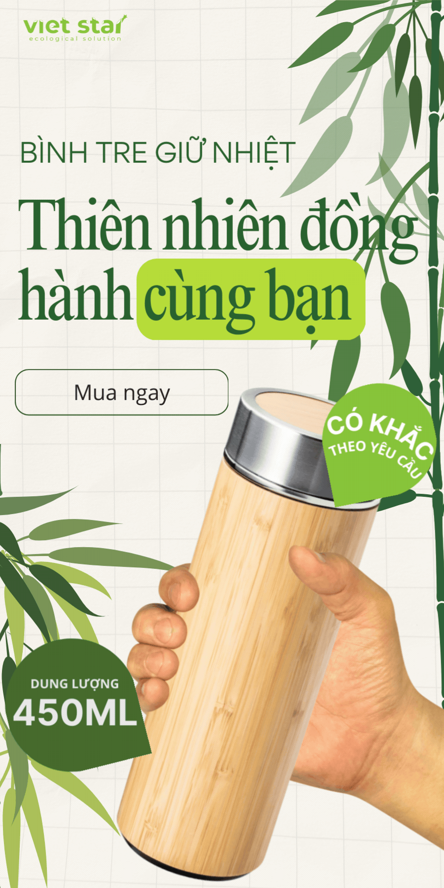 Bình tre giữ nhiệt - Bình giữ nhiệt vỏ tre - Thiên nhiên đồng hành cùng bạn