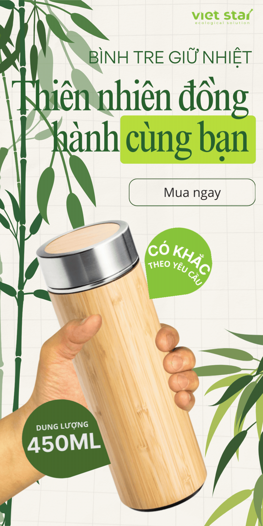 Bình tre giữ nhiệt - Bình giữ nhiệt vỏ tre - Thiên nhiên đồng hành cùng bạn